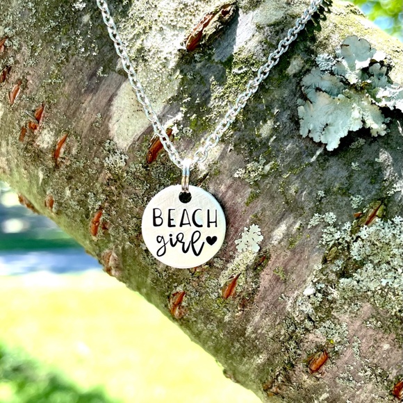 Beach Necklace - Disc Necklace - Hand Stamped Necklace - Hand Stamped Jewelry - Picture 10 of 11